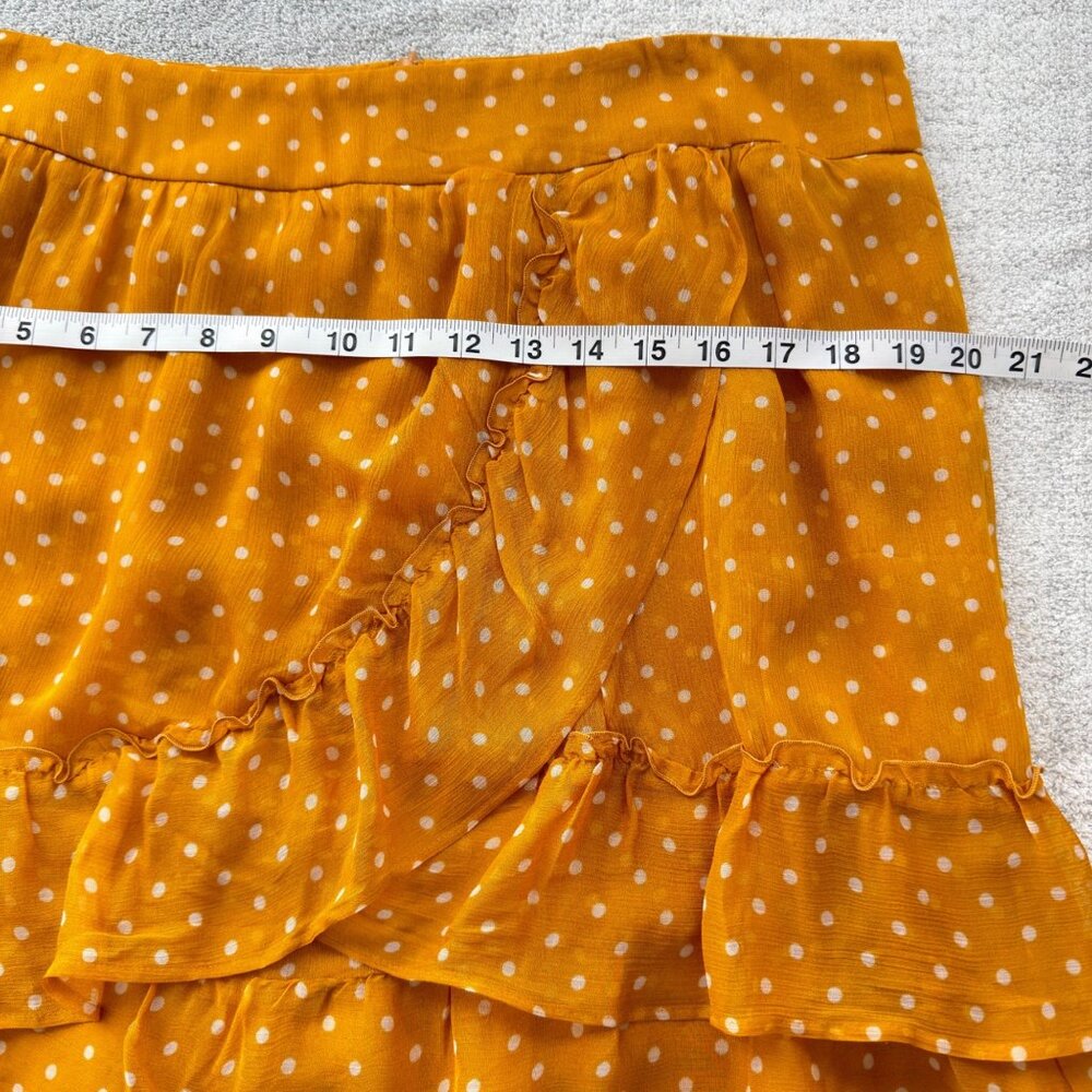 Sezane Carolina Mustard Yellow Polka Dot Ruffled Mini Skirt Size 46 NWOT - Picture 9 of 12
